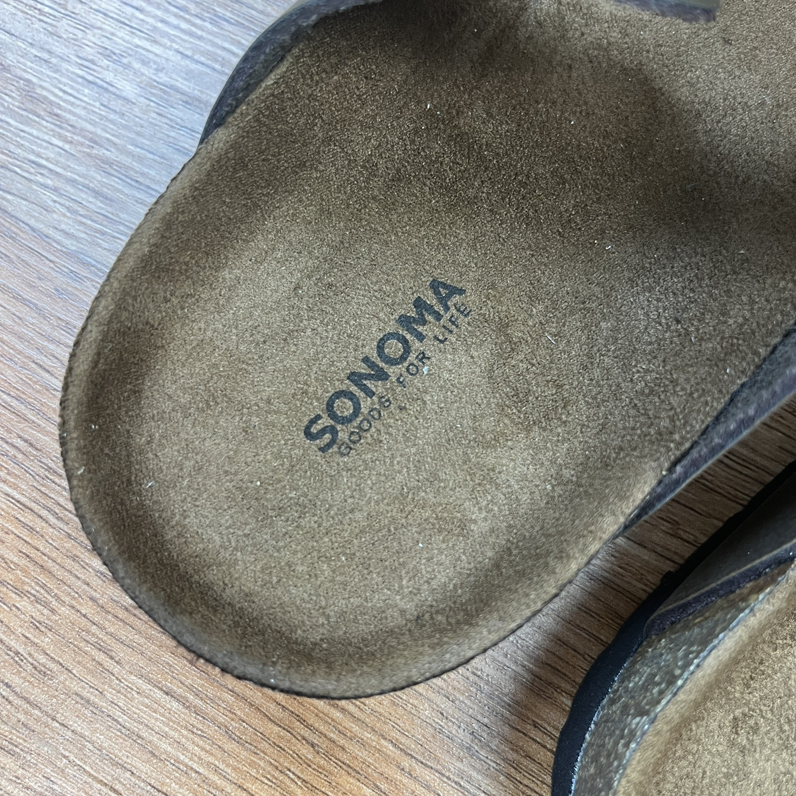 Sonoma Porcelain Leather Slides Sandals Brown Cork Women’s Size 8.5 NEW