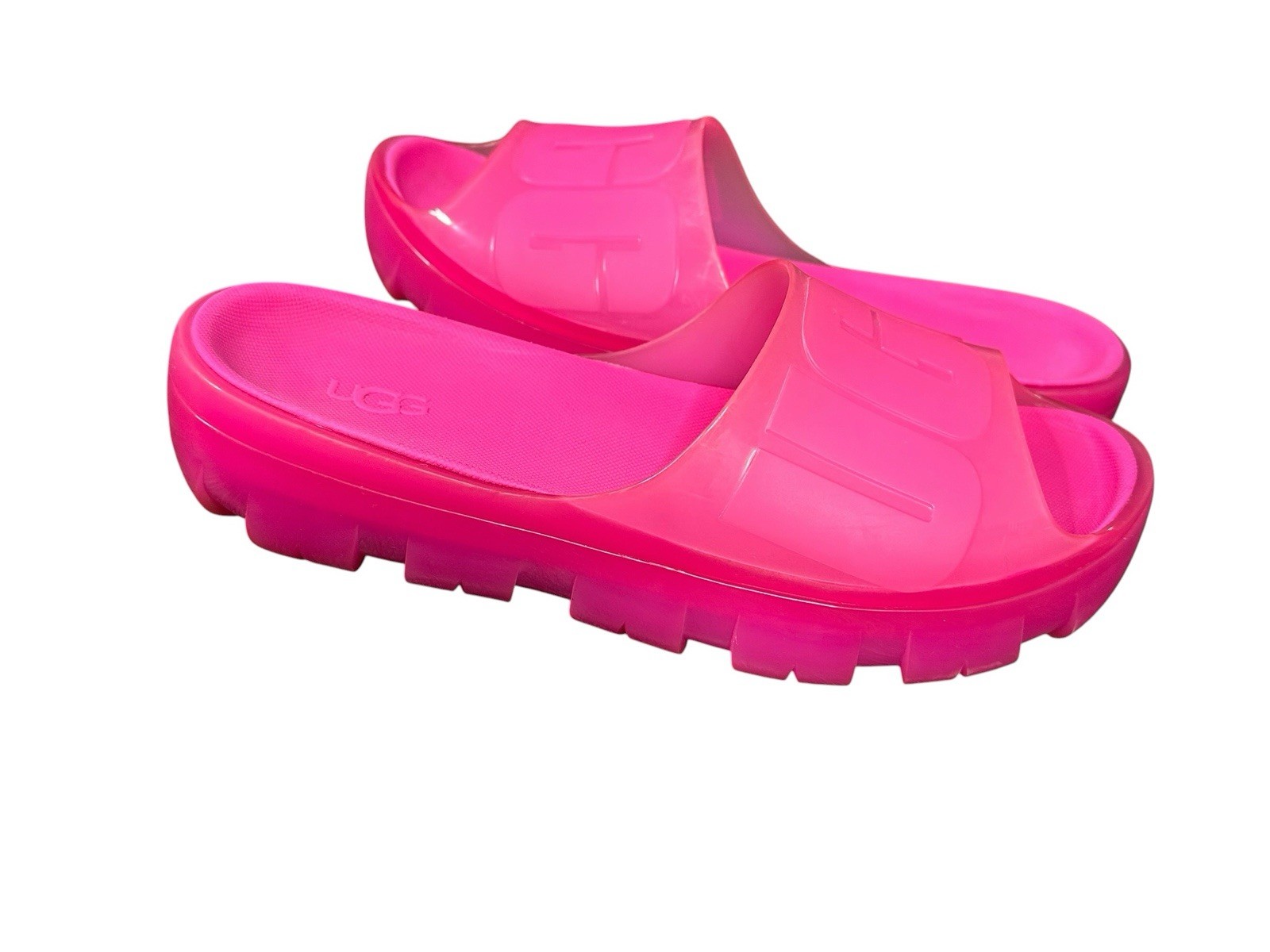 UGG Women’s Jella Clear Slides Dragon Fruit Hot Pink Jelly Platform Sz 9.5