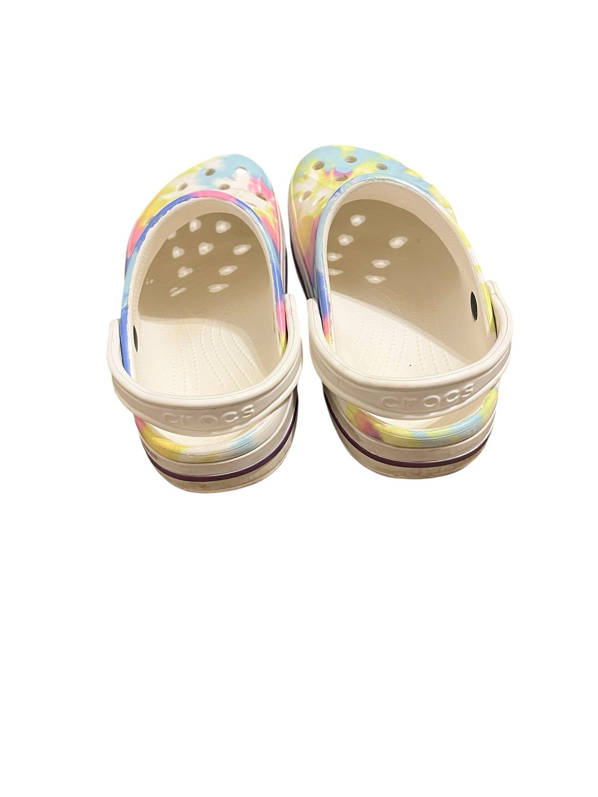 Crocs Tie Dye Rainbow Slip On Clogs Sandals Shoes Women’s Size 8 Men’s Size 6
