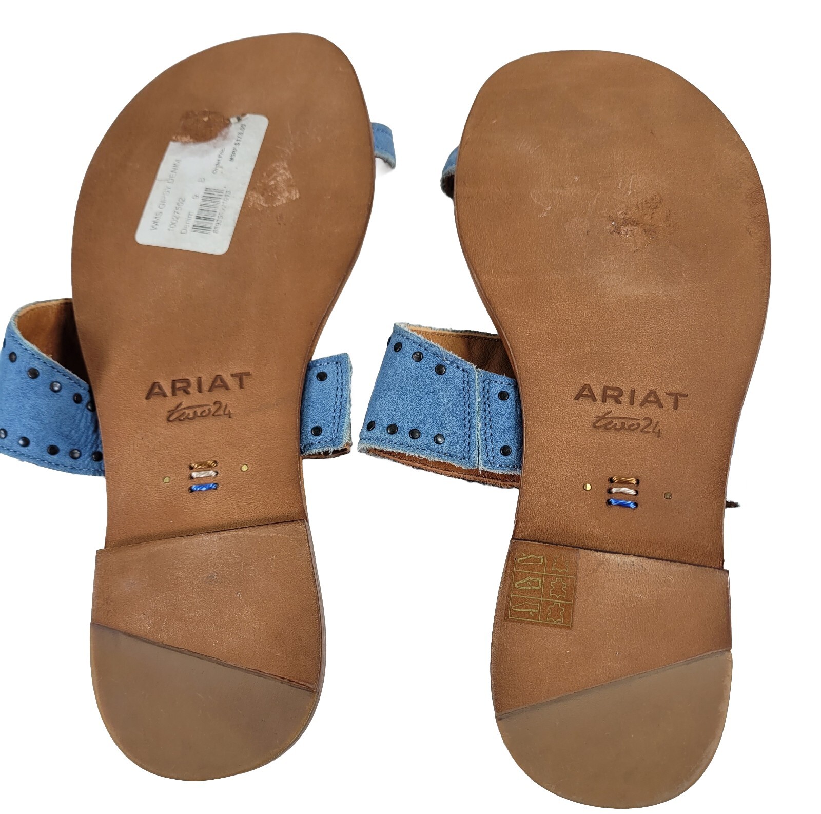 Ariat Two24 Gypsy Denim Studded Leather Sandal Women’s Size 9 NEW Made in Mexico
