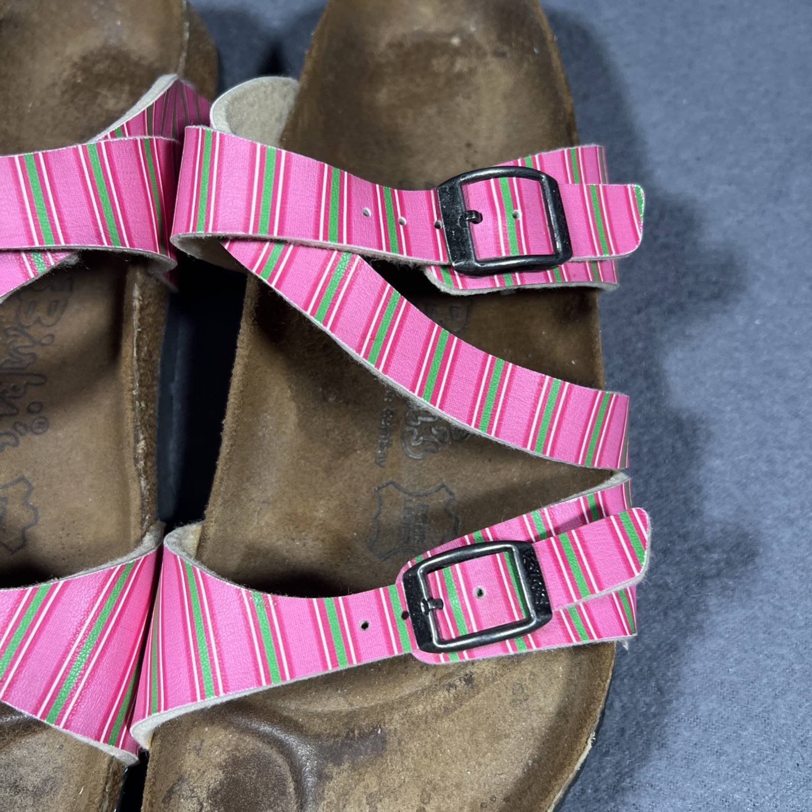 Birkenstock Birkis Sandals Womens 38 (7-7.5) Multicolor Pink Green Birks Comfort