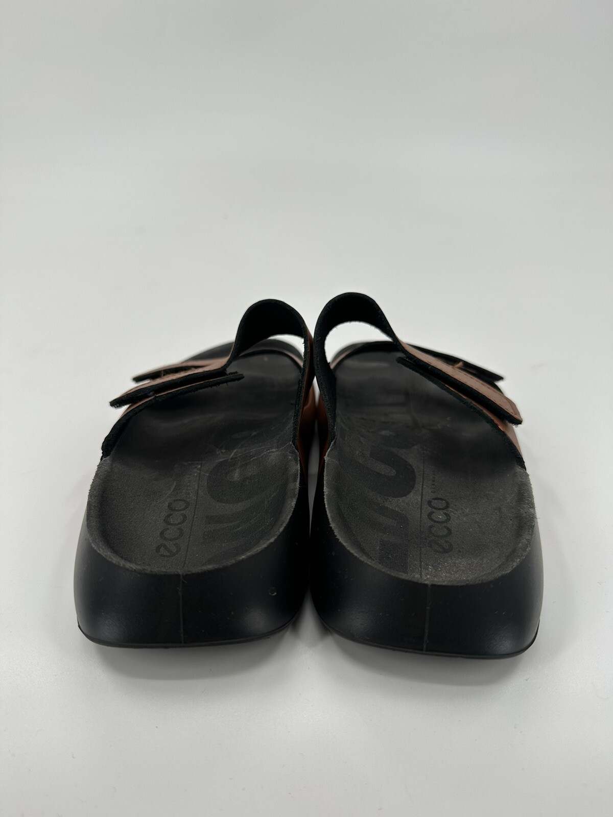ECCO 2nd Cozmo Women’s Sz 10-10.5 Two Strap Fluidform Leather Sandals Bronze