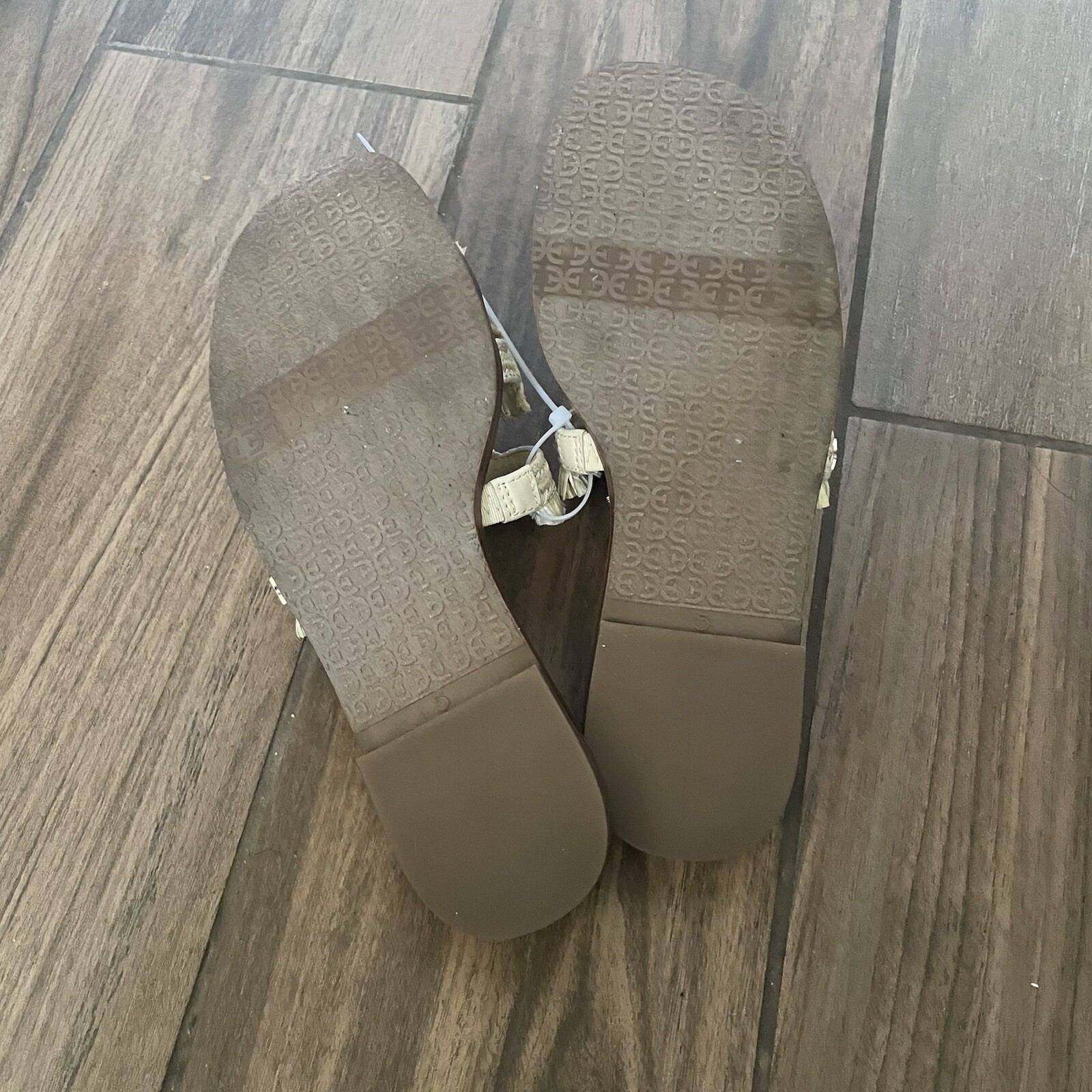 Sam Edelman Sandal Bay Natural Raffia Slide Size 5M Open Slip On Leather Flats