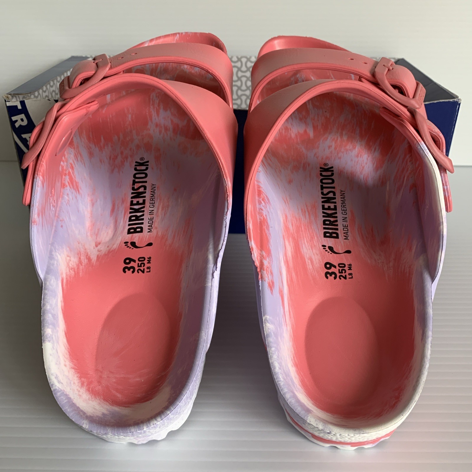 New Birkenstock Arizona EVA Watermelon Purple Fog Ladies Sz 8; 39 Slides Sandals