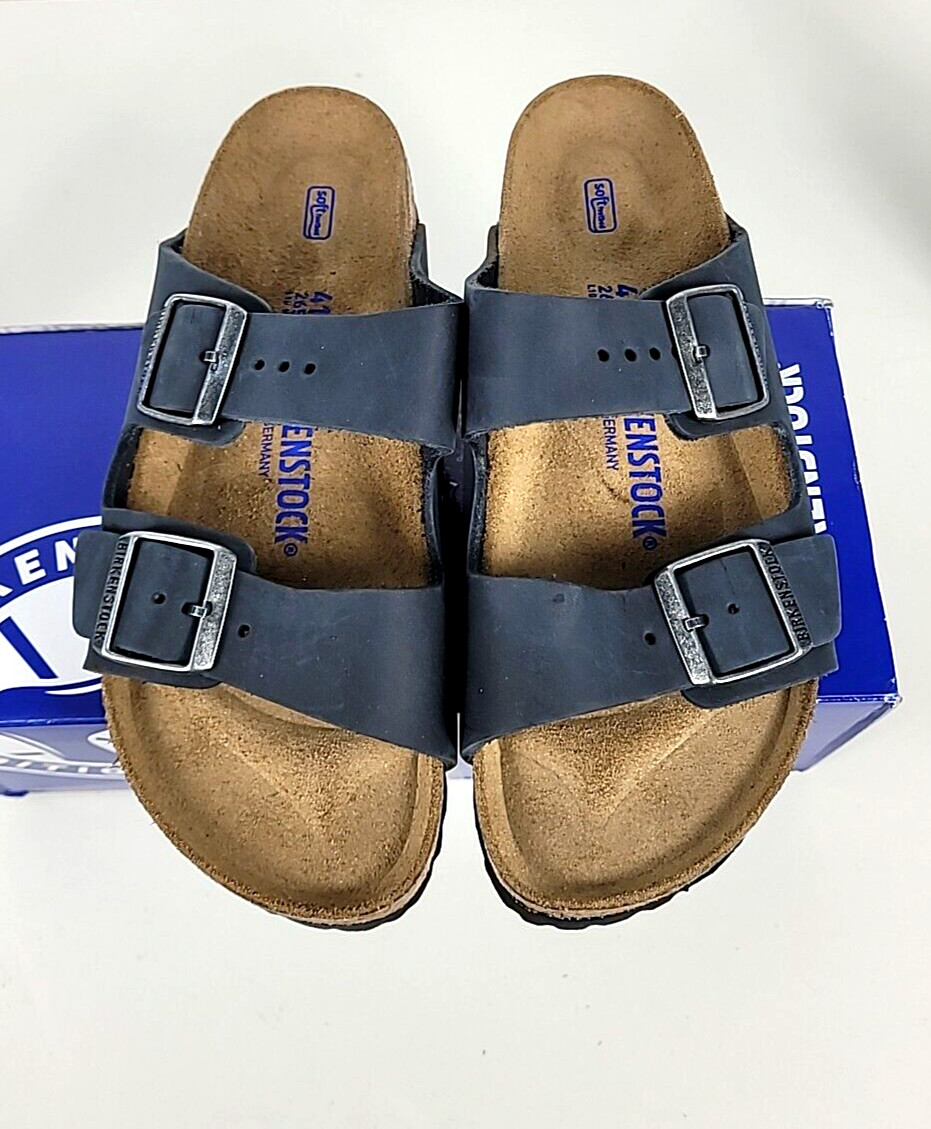 NIB – Birkenstock ARIZONA BS Black Oiled Leather Sandals Sz 41 /US 10 NARROW