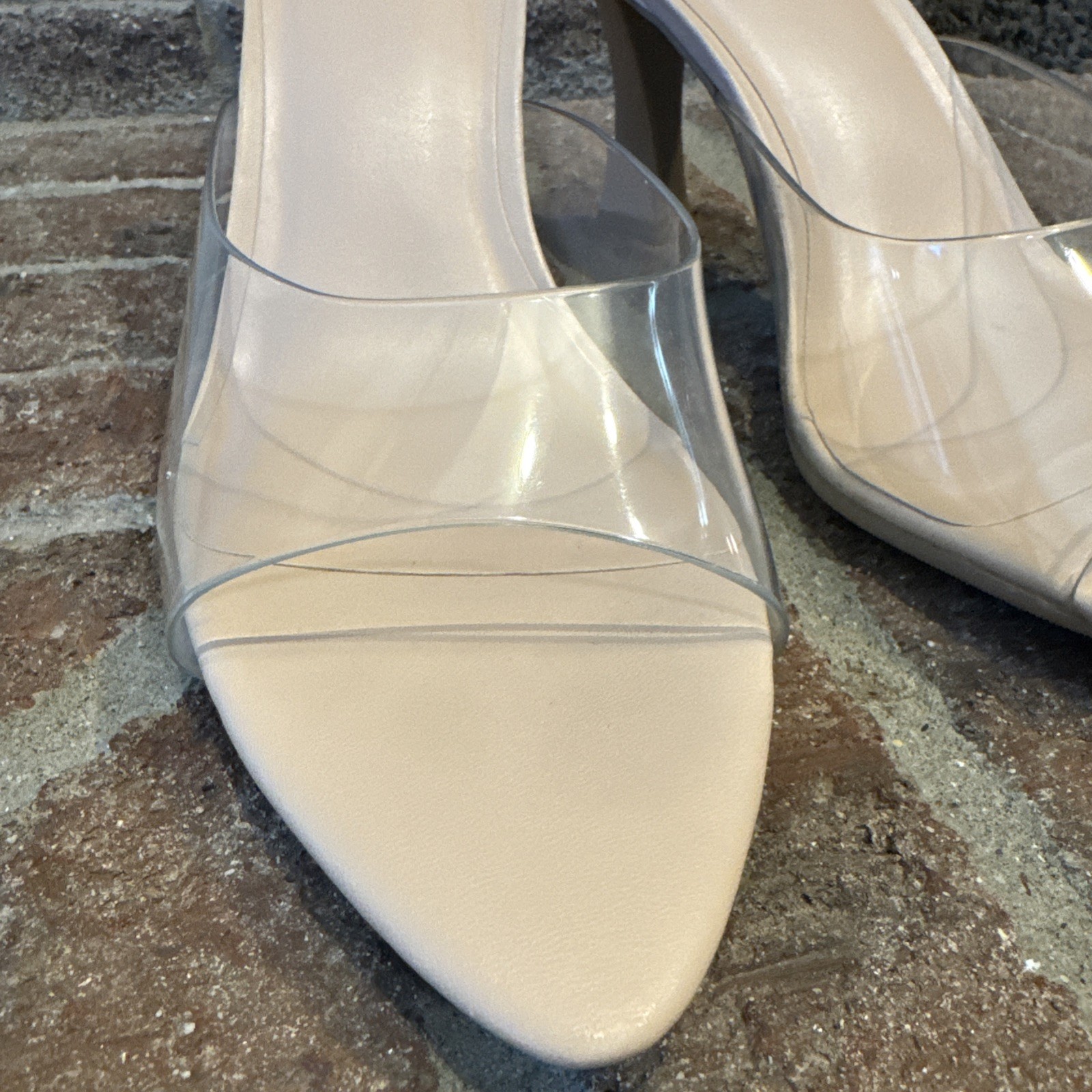 Abound Alana Block Heel Slide Sandals Open Toe Women’s Clear BeigeCream Size 10M