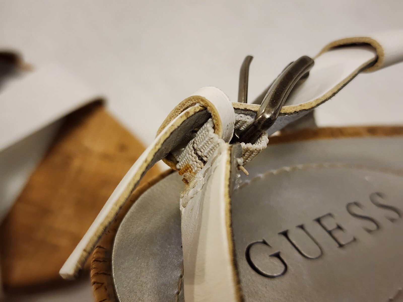Guess Women’s Beige/White Strappy Alana Wedge Sandals Sz US 9M