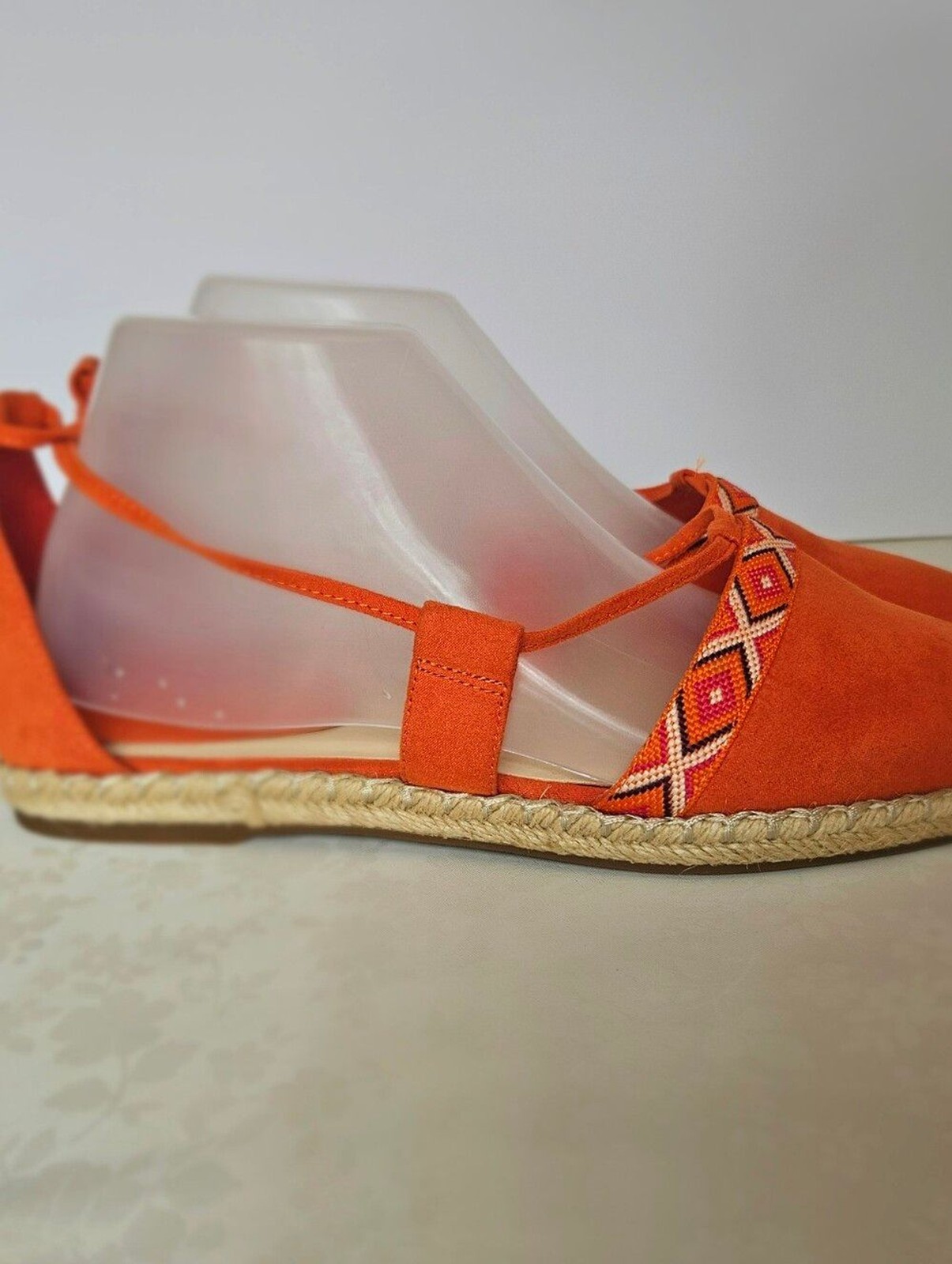 Nine West Women’s Orange Suede Espadrille Flats Lace Up Pointed Toe Size 8.5