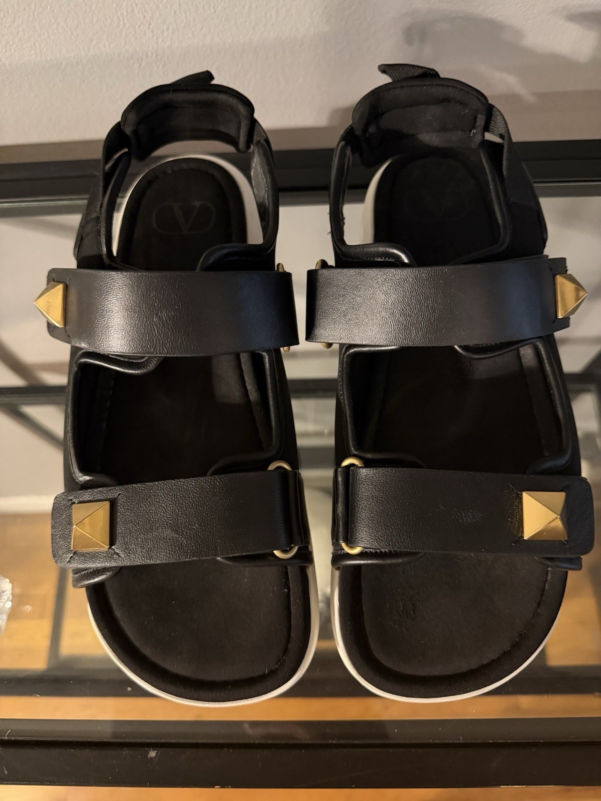 Valentino Garavani Rockstud Studded Leather Hook & Loop Sandals EU 41