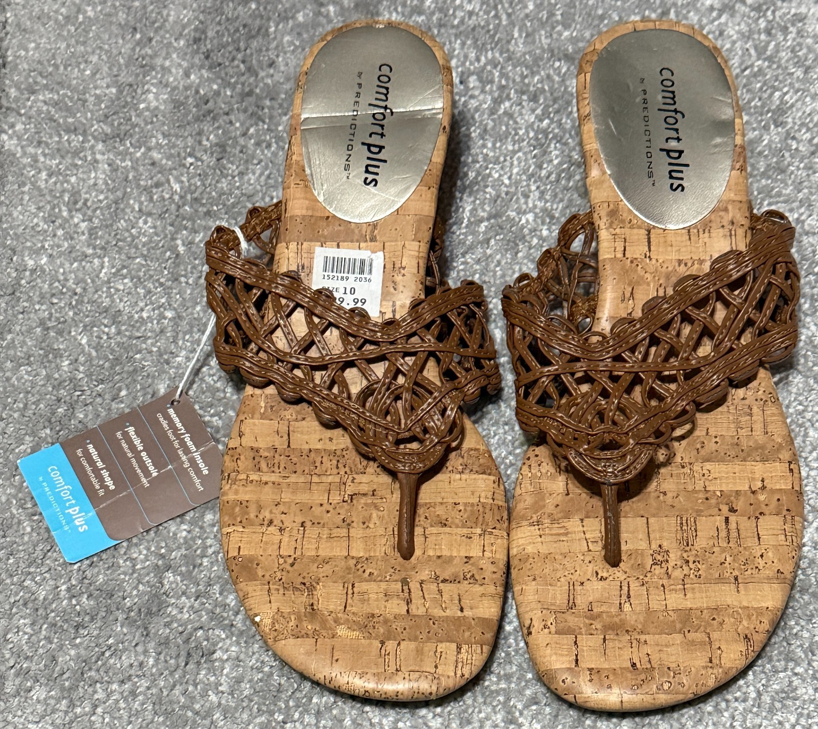 Comfort Plus By Predictions Women’s Sandals Size 10 Memory Foam