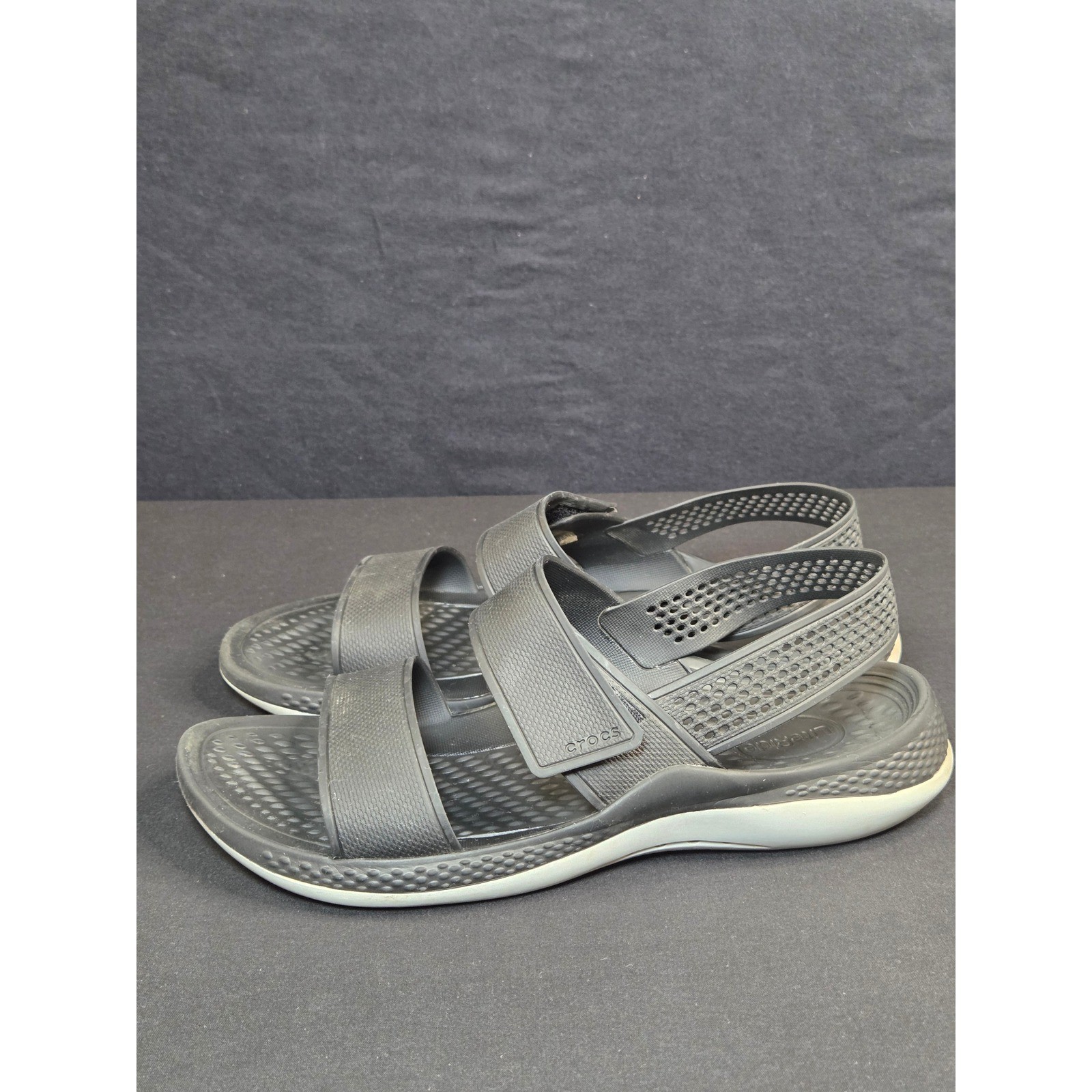 Crocs LiteRide 360 Sandals Womens Size 7 Black Grey Comfort Strappy 206711-060