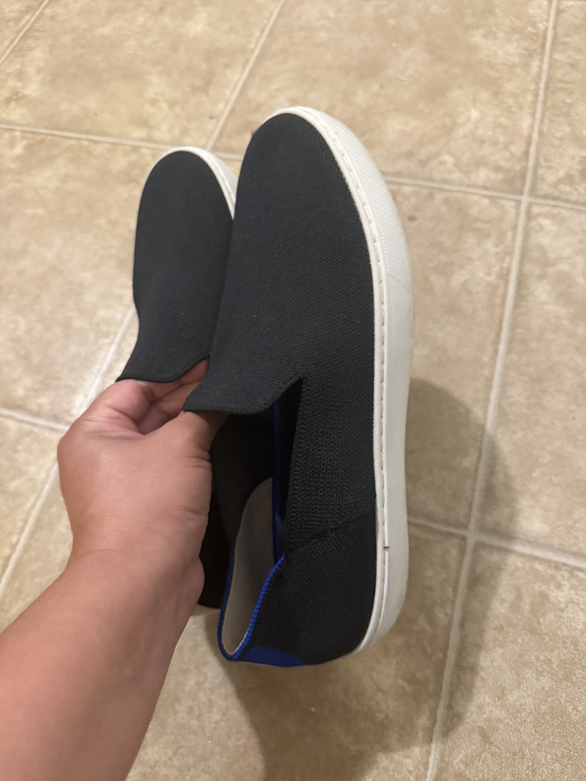 ROTHY’S Women’s Black /Blue Original Slip On Sneaker Recycled Size 10