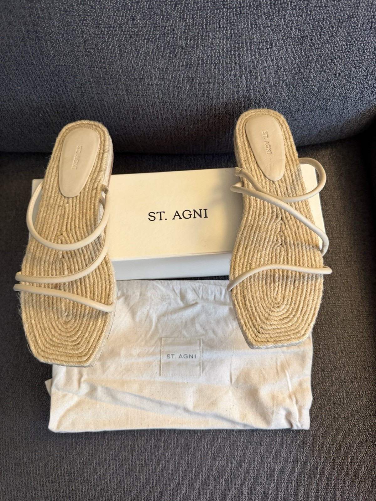 St.Agni Jackie Espadrille Sandals Size 38 New In Original Box