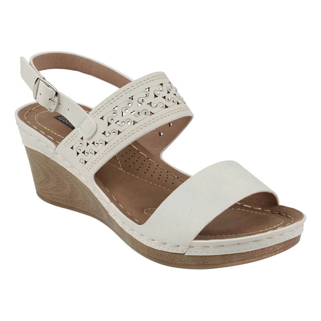 Good Choice Foley Womens Wedge Sandal White US Size 8.5