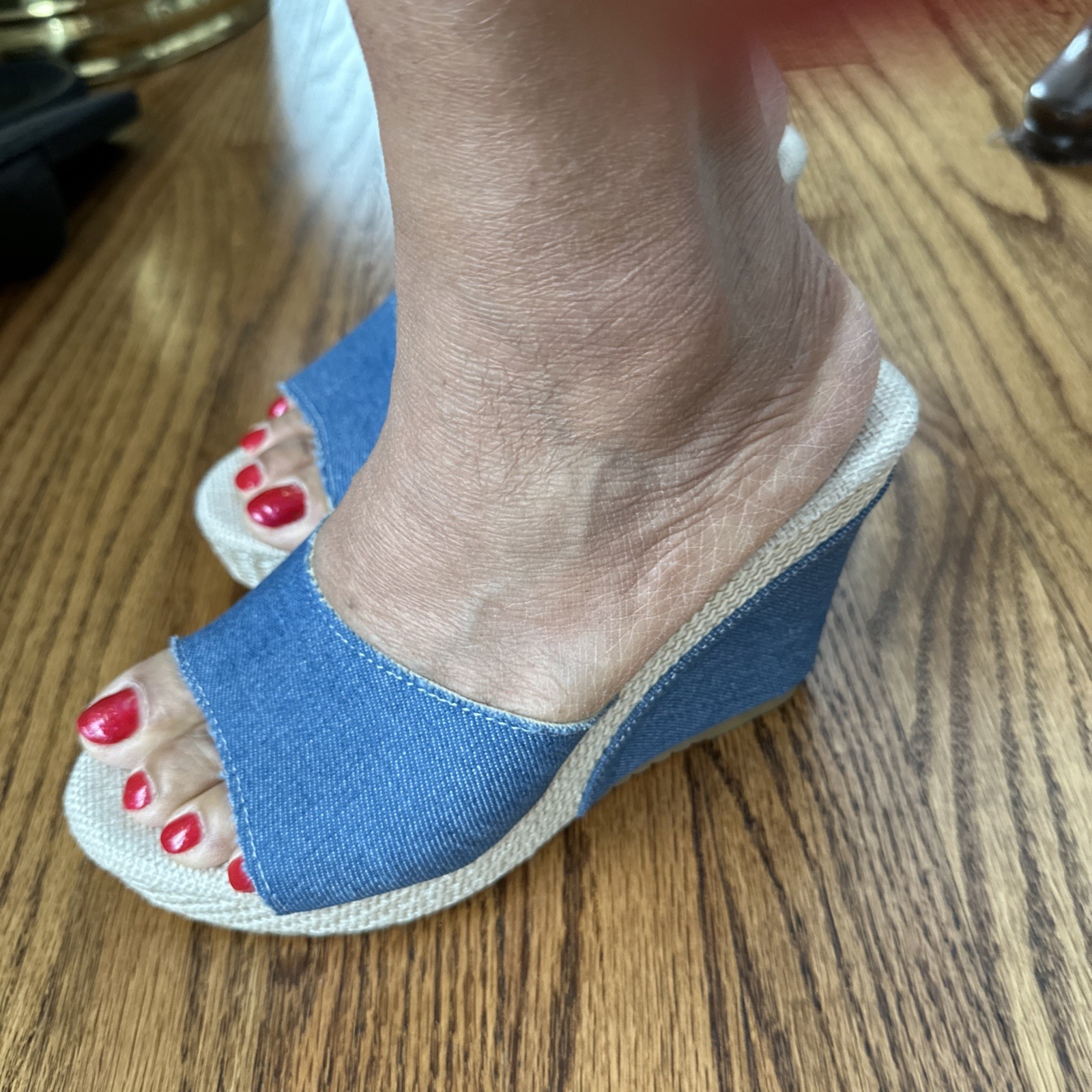 Denim Wedge Sandals Size 37