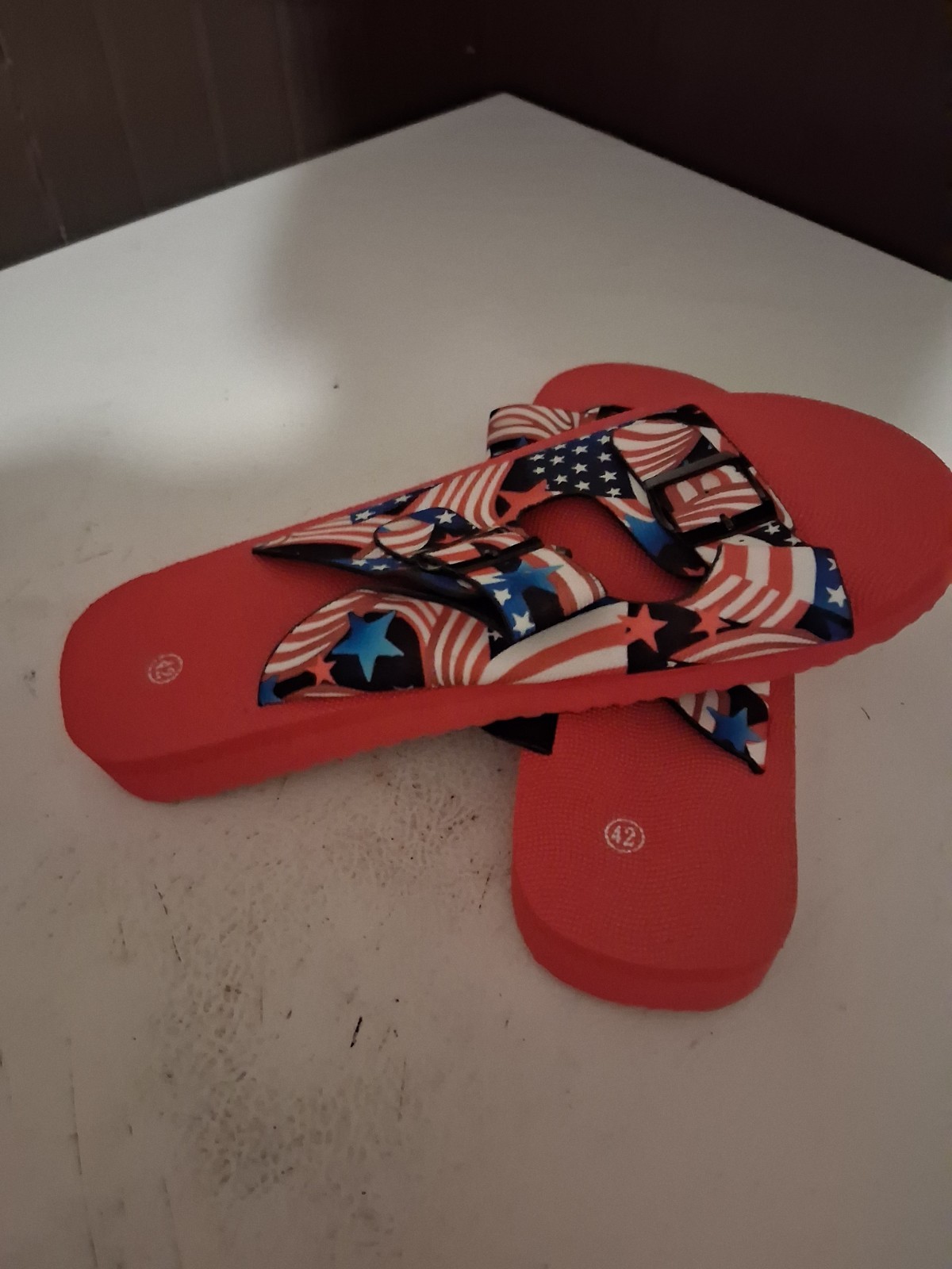 Women’s Flip Flop – Red, White And Blue. Size 10. New Without Tags.