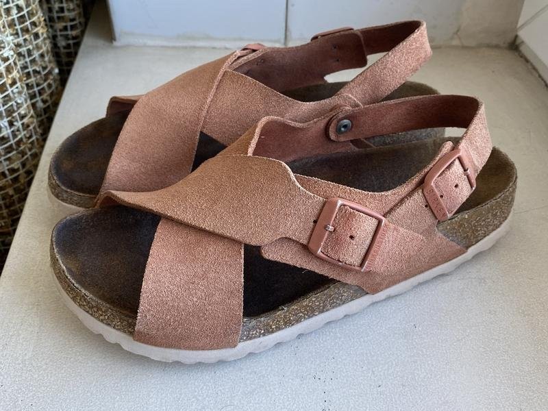 women birkenstock heels peach suede 36