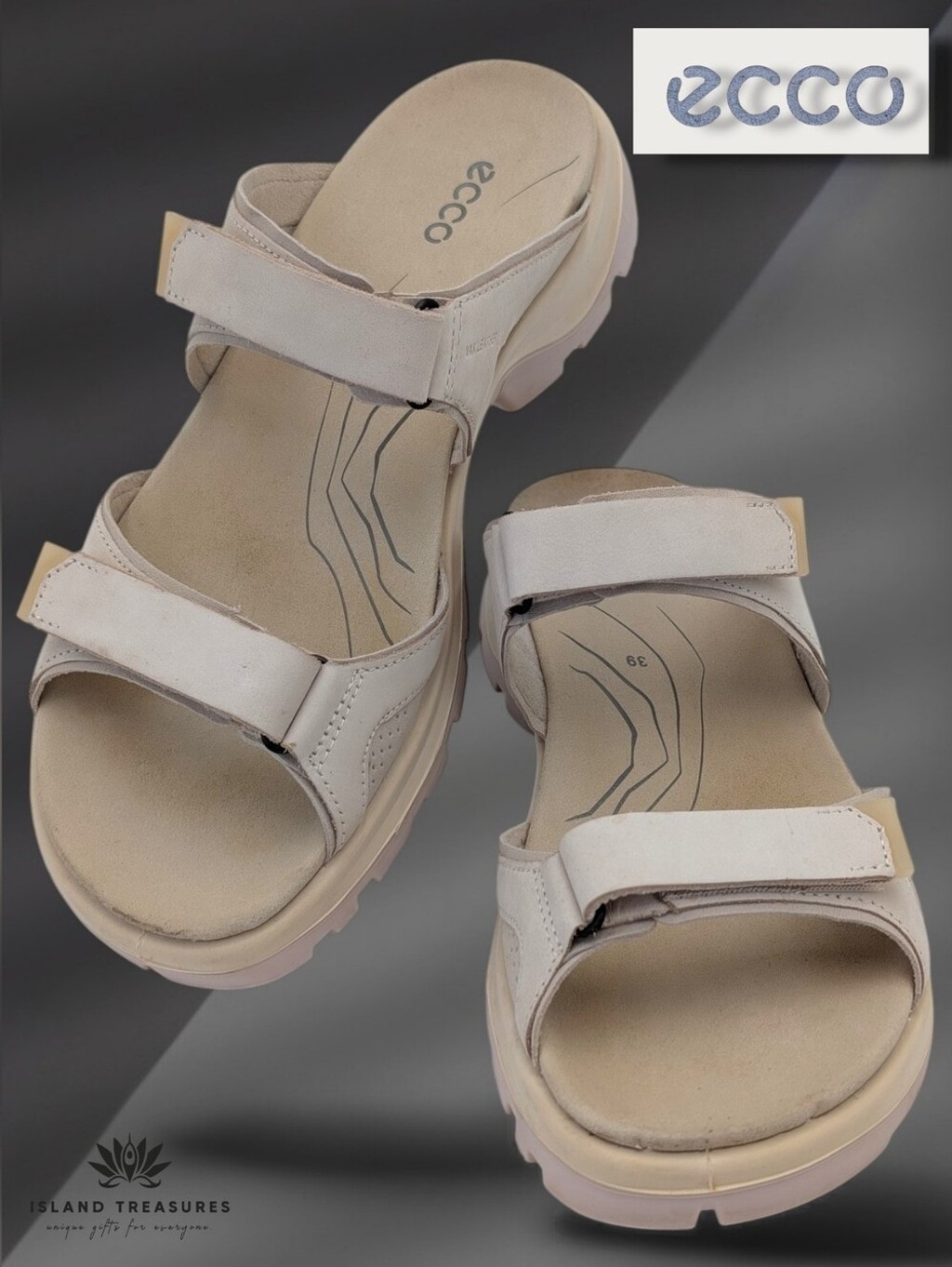 ECCO “Yucatan” Sz 8-8.5 Genuine Yak Leather Offroad Sport Sandal Fluidform Soles
