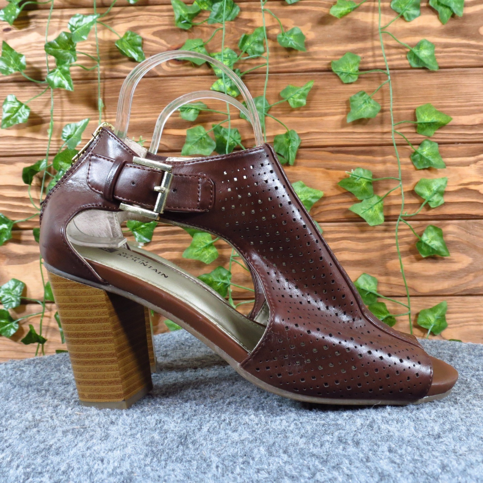 White Mountain Dreamy Women Heeled Sandal Size 8M Casual Dress Brown Synthetic