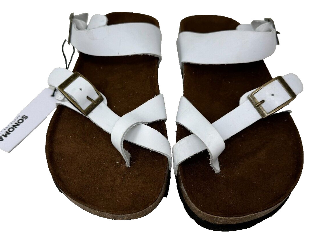 Sonoma Women’s Gojiberry Leather Slip On Comfort Sandals White Size:9 200T