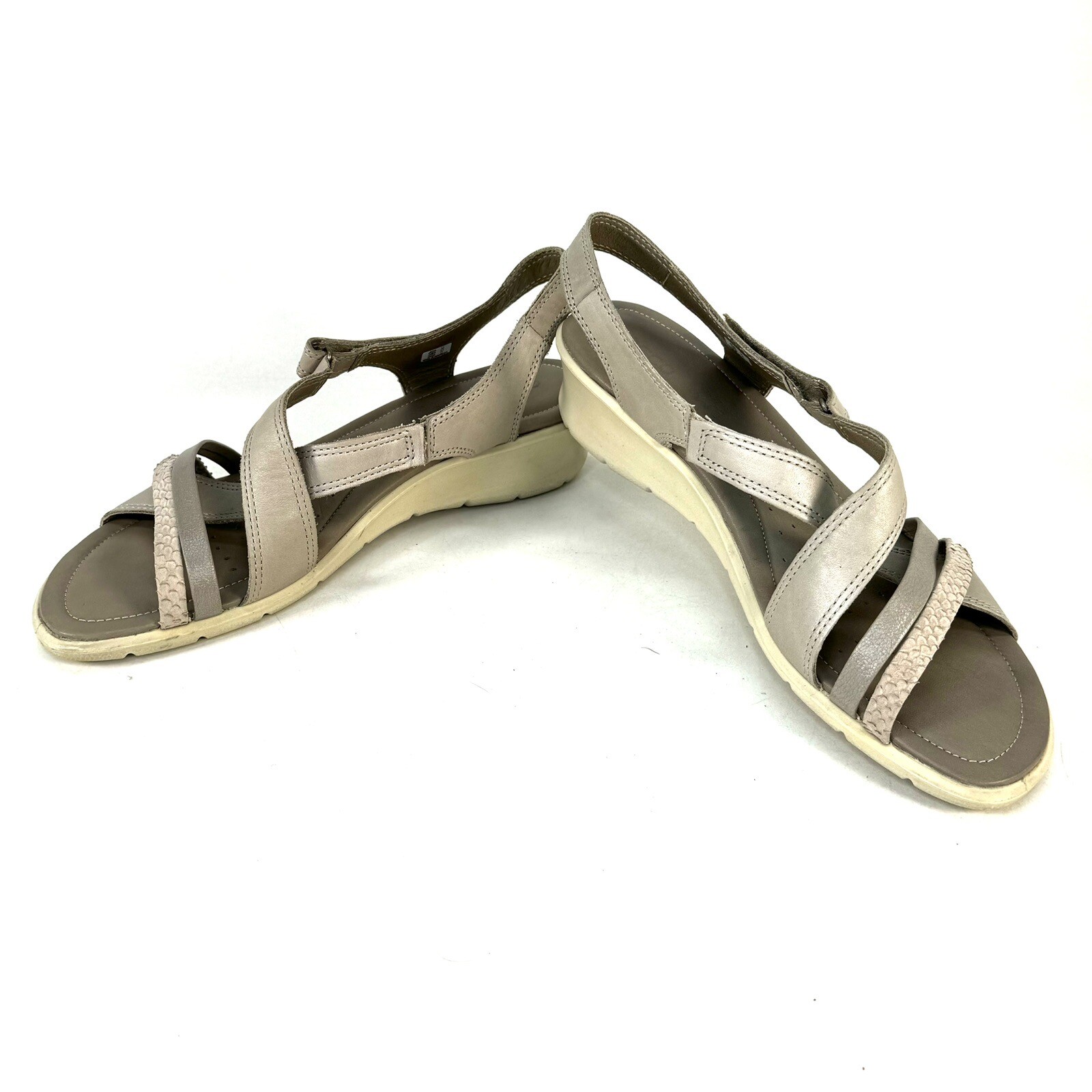 Ecco Women’s Felicia Leather Sandal Gravel/Moon Size US 10-10.5 EU 41
