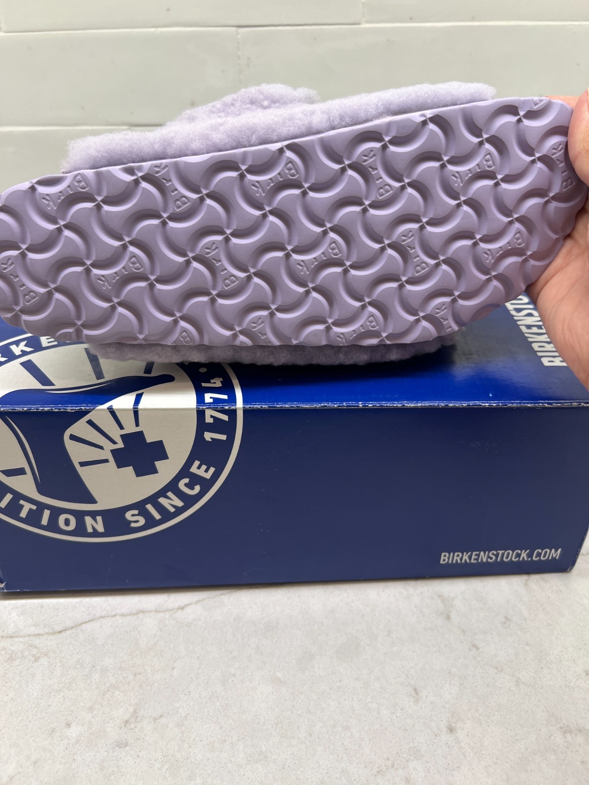 Birkenstock Arizona Big Buckle Teddy Rivet Purple Fog Slides EU38 US7 NIB