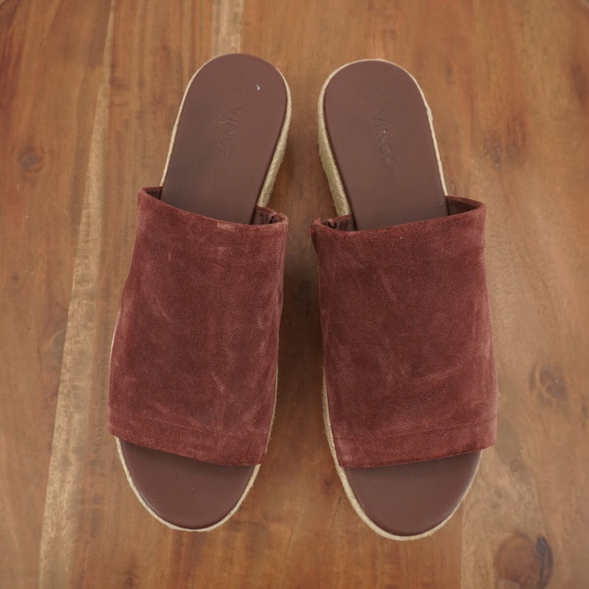 Vince Womens Solana Espadrille Sandals Slides Platform Maroon Red Suede Sz 9.5M