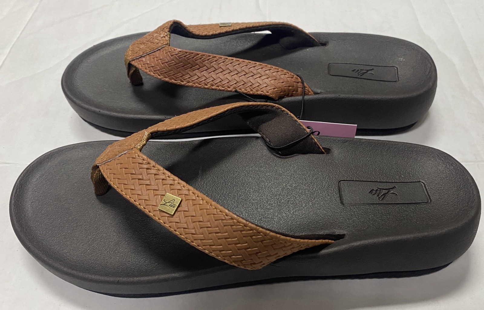 Lia Comfort Beach Summer Women’s 6 7 8 9 10 11 Brown Flip Flops Sandals New