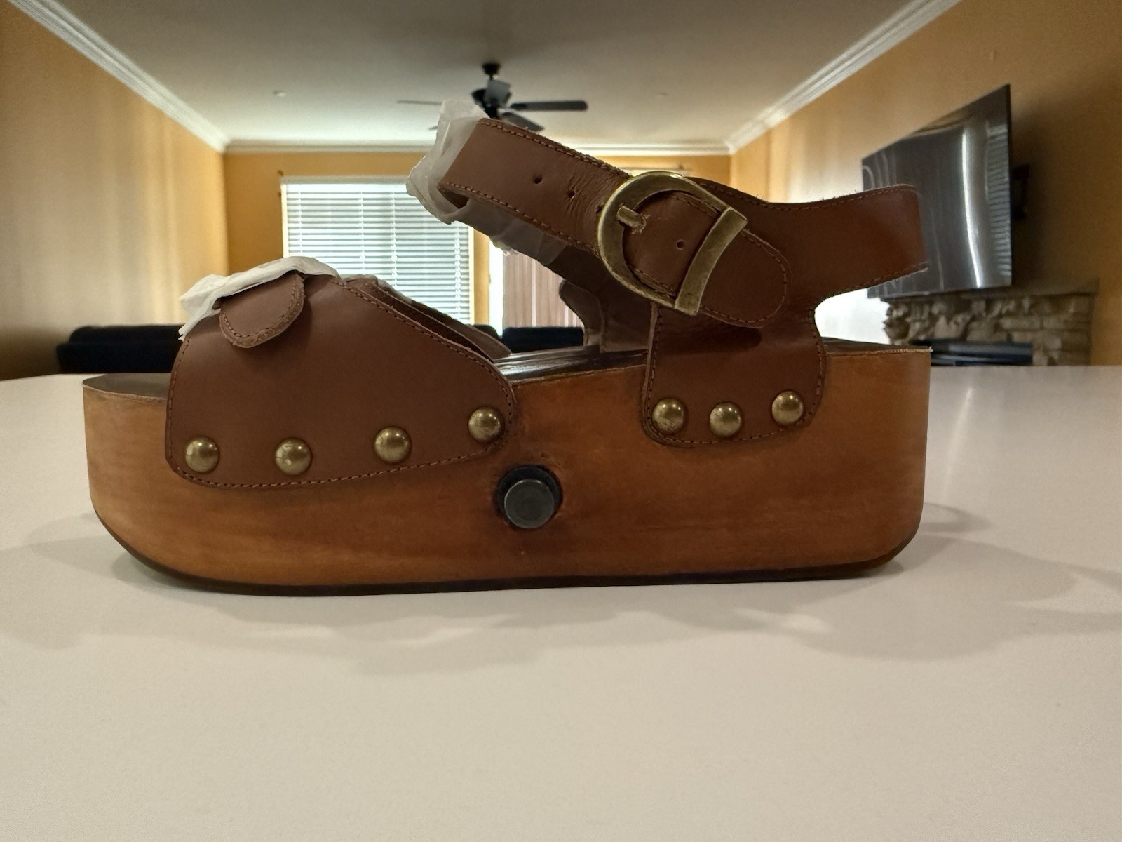 Jeffrey Campbell Rollin Brown Leather Havana Last Roller Sandals Size 7 Retracta