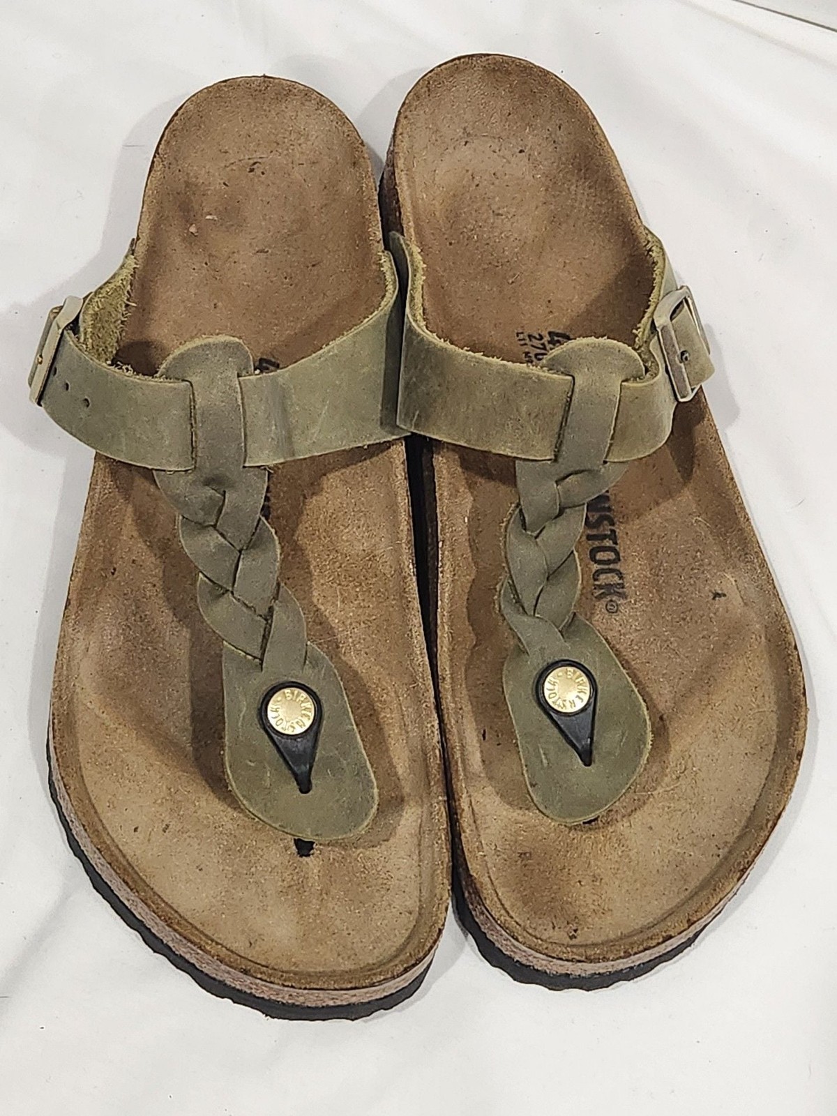Birkenstock Gizeh Braided Olive Oiled Leather Sandals