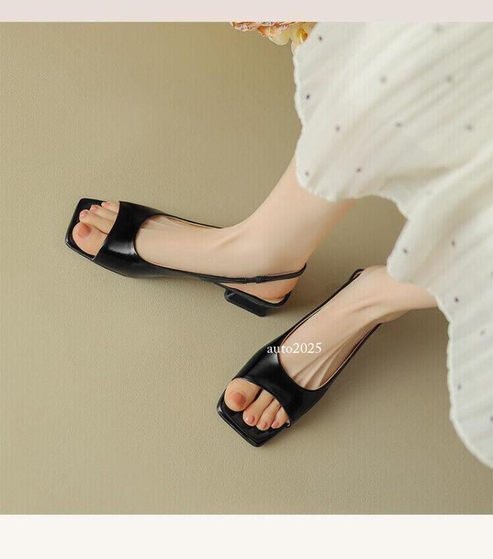 Women’s Faux Leather Sandals Open Toe Slingback Summer Casual Dress Shoes Retro