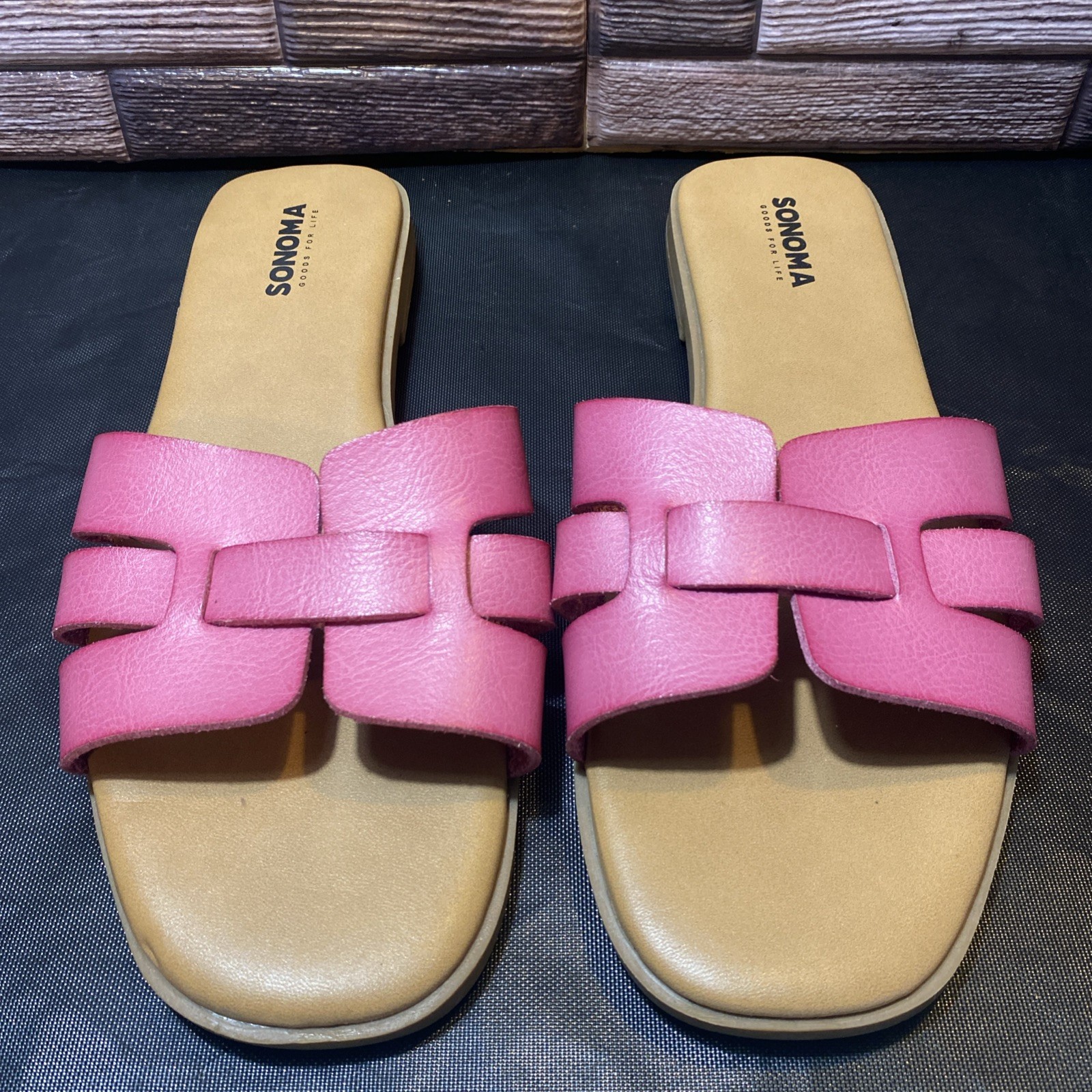 New Sonoma Good for Life Rivka Womens 8 Pink Slip On Flat Sandals H-band Casual