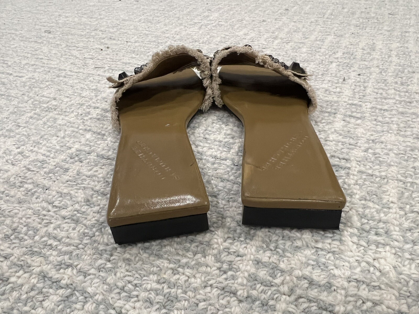 Dorothee Schumacher Embroided Dreams Sand Leather/ Canvas Slide Sandals 39 / 9