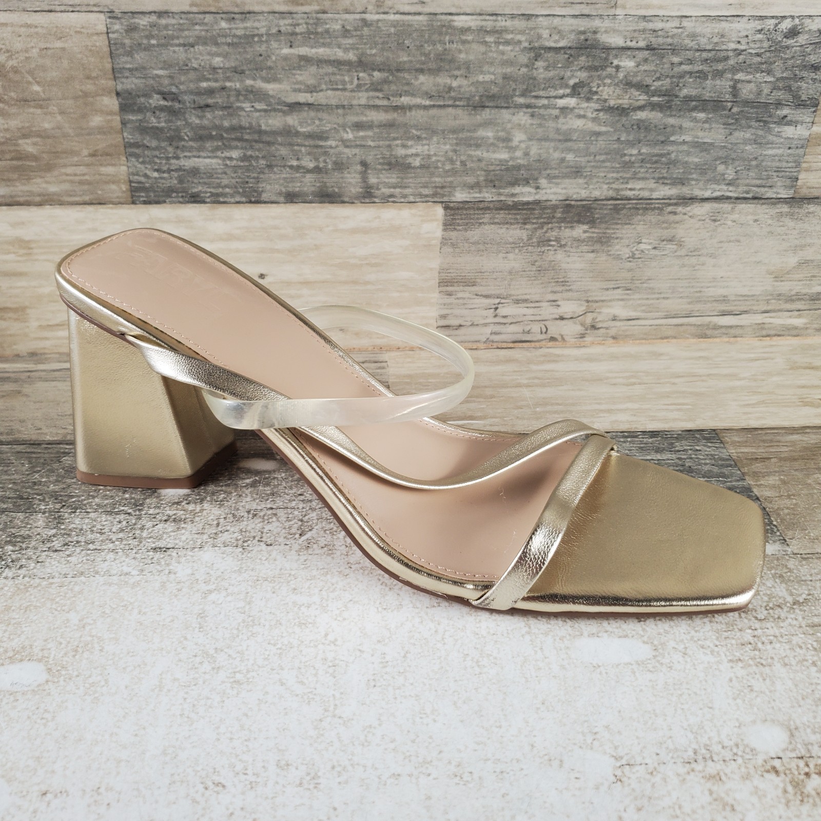 Faryl by Farylrobin Brittanie Womens Shoes Sz 13 M Gold Block Heel Square Toe