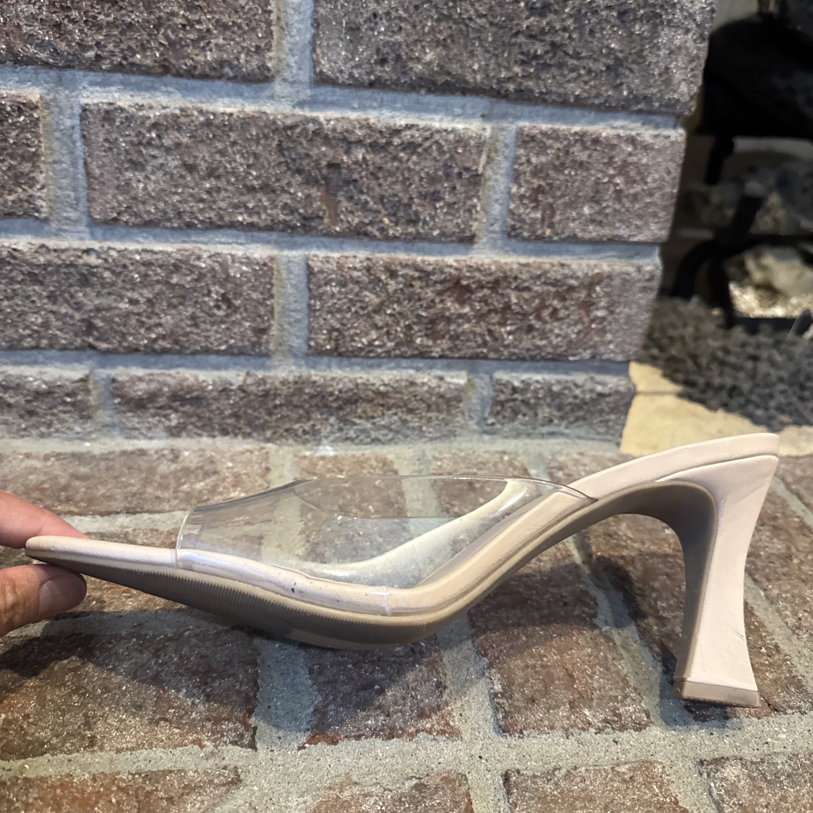 Abound Alana Block Heel Slide Sandals Open Toe Women’s Clear BeigeCream Size 10M