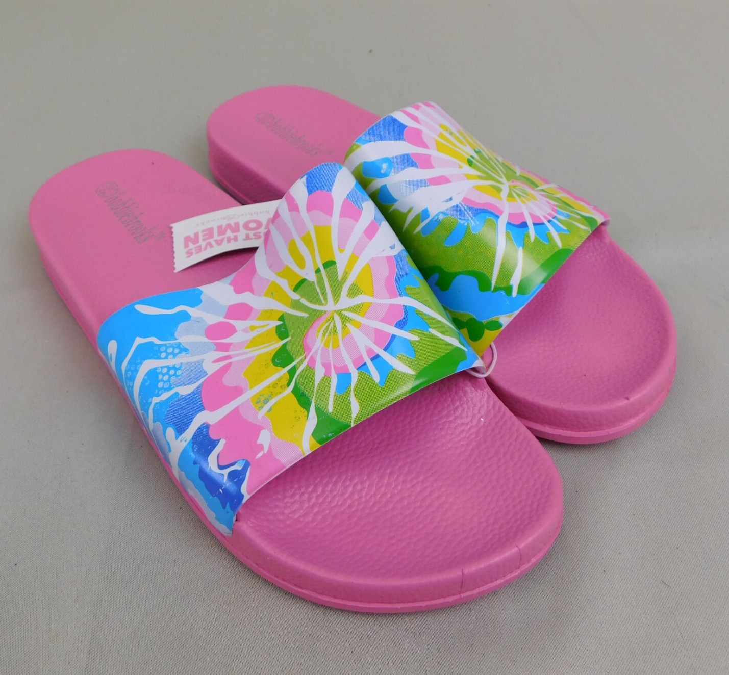 Bobbie Brooks Women’s Slip-On Open Toe Tie Dye Slide Sandals Size 9/10