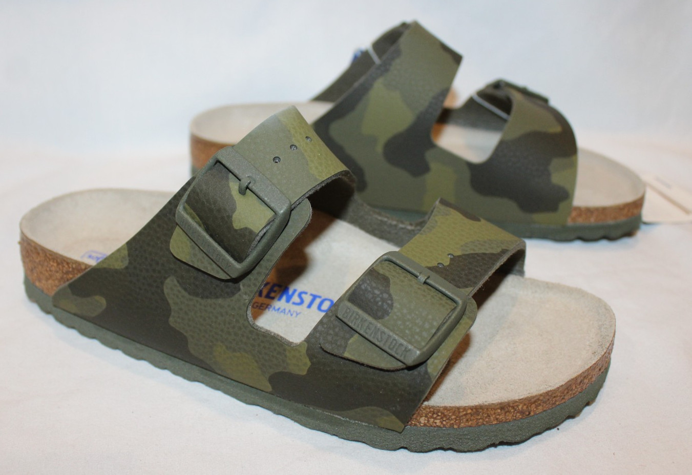Birkenstock Women’s Arizona BS Leather Sandals DESERT CAMO GREEN EU 40 NARROW
