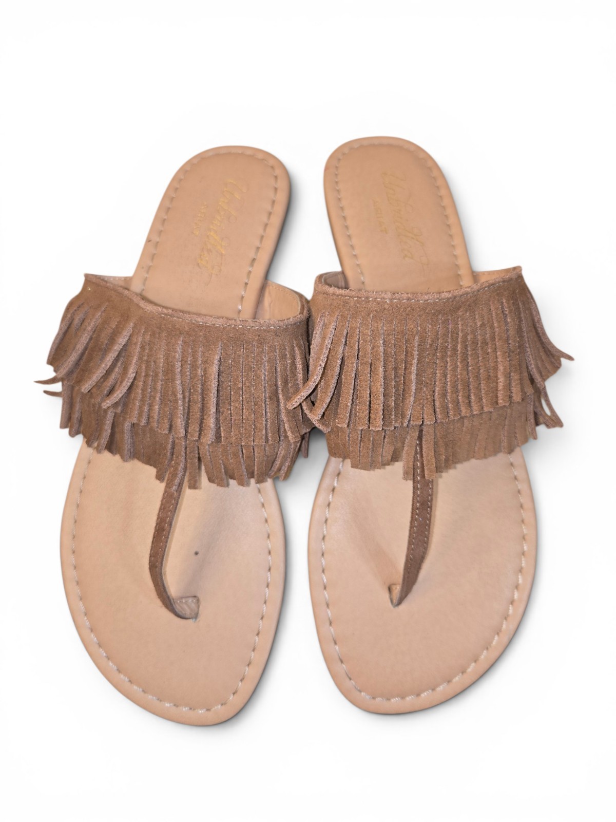 Ariat Unbridled Suede Fringe Thong Sandal Size 7 In Natural Brown