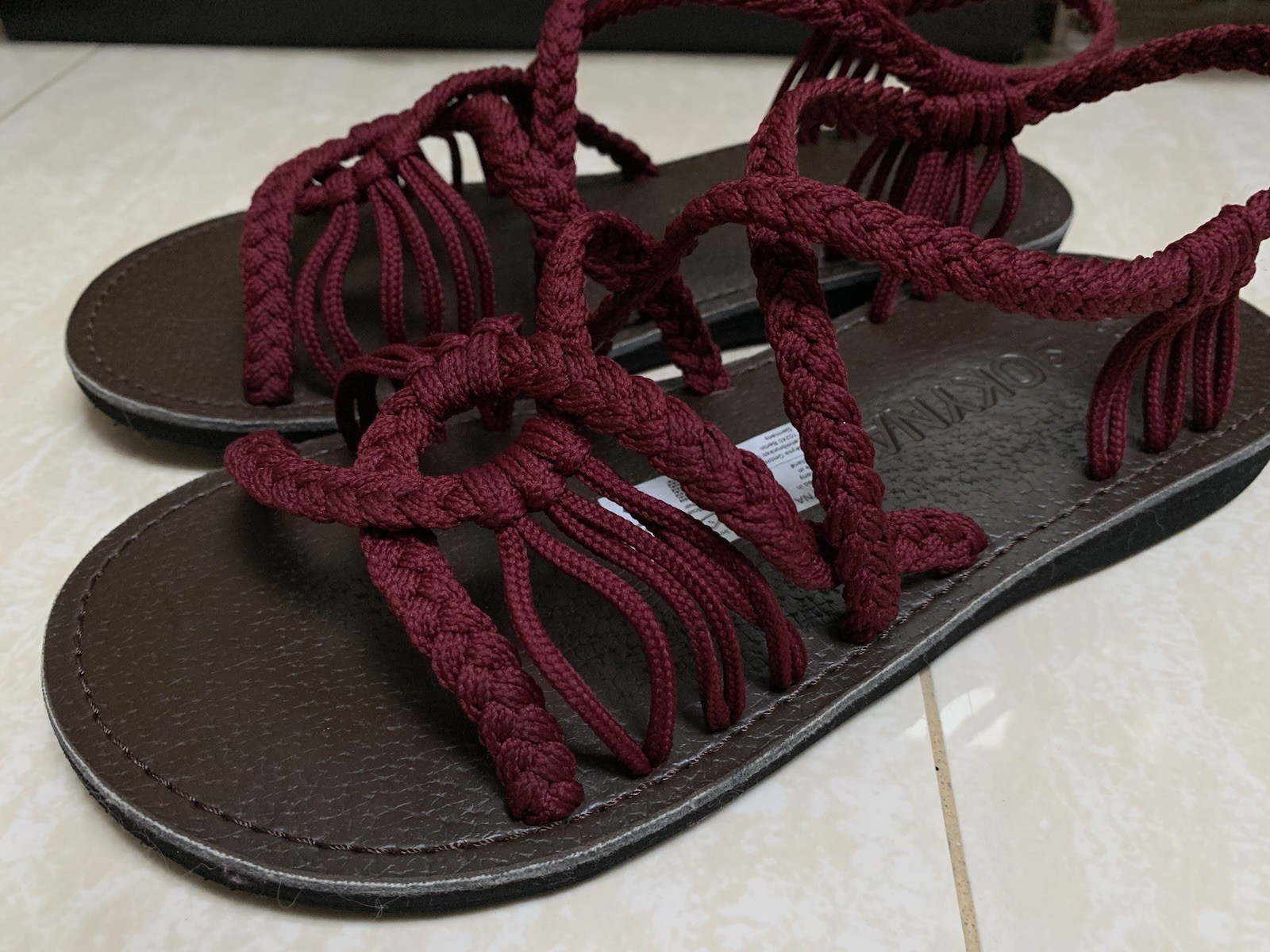 Bokyna Freedom Vegan Braided Handmade Sandals Burgundy EU 39 US 8 Wide Fit