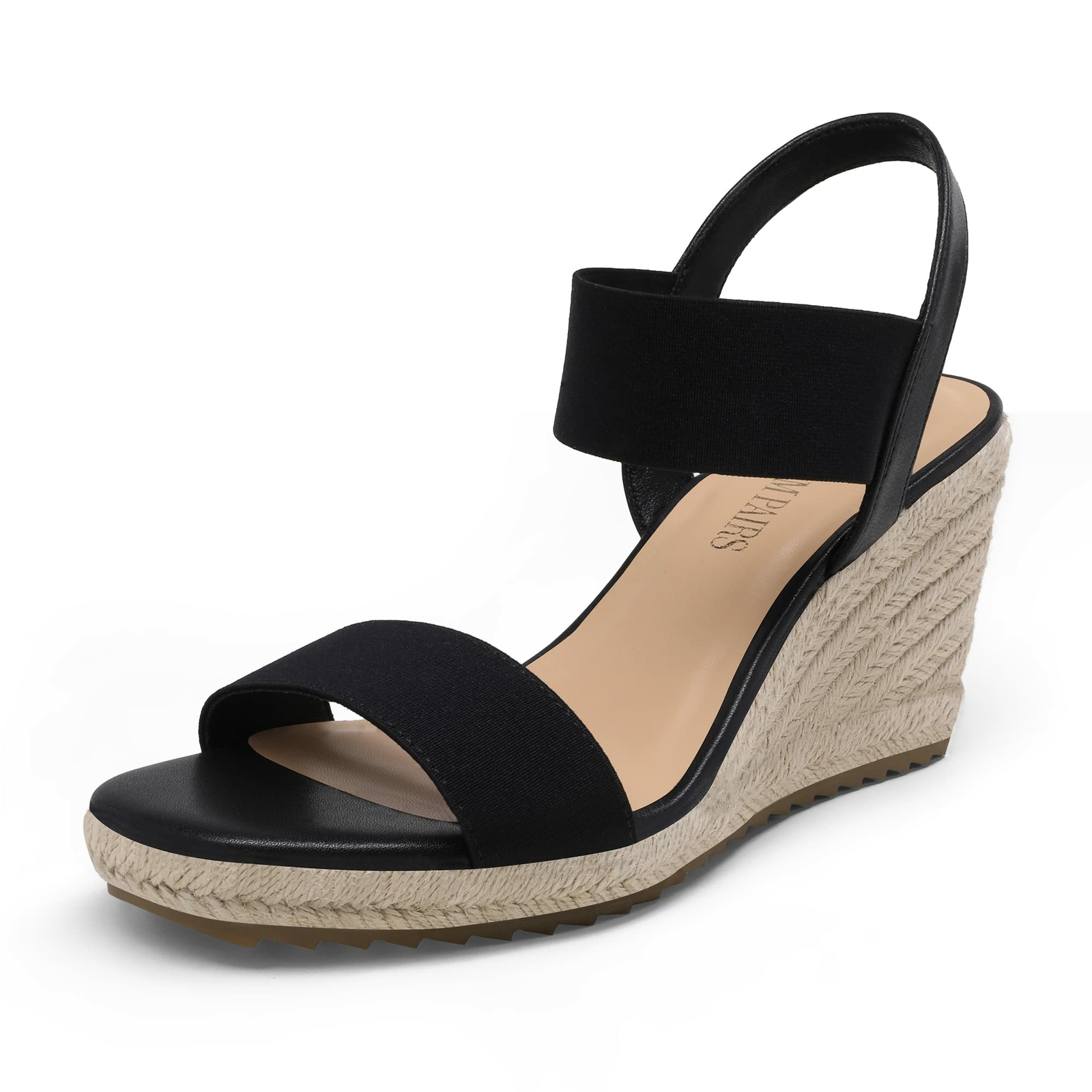 Women Espadrilles Wedge Sandals Elastic Ankle Strap Open Toe Casual Dress Shoes