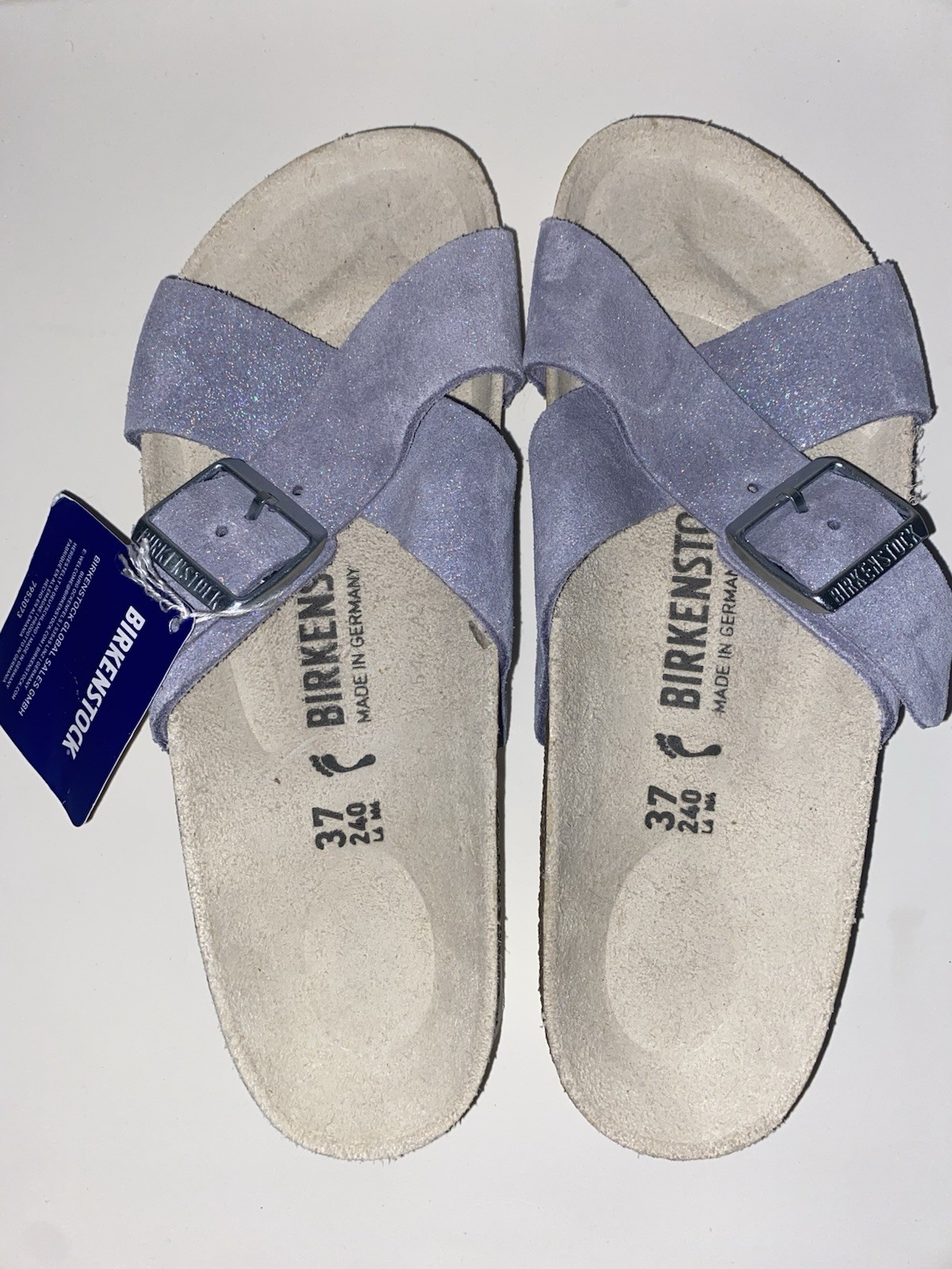 Brand New BIRKENSTOCK Siena Shimmery Purple Fog Suede Leather Sz 37 – with tags