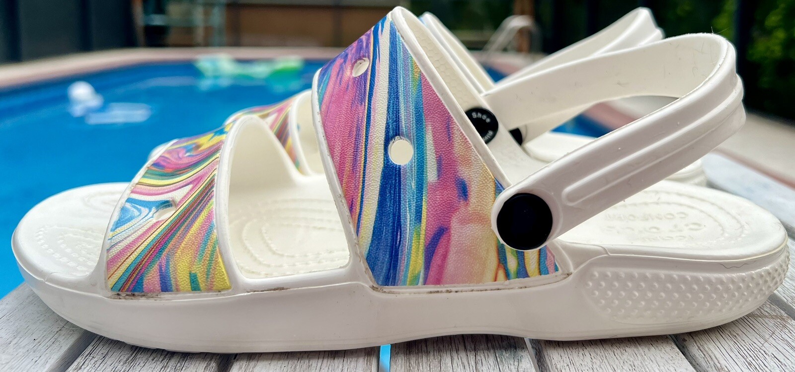 Crocs Classic Out of This World Pastel Rainbow Slide Womens 8/Mens 6