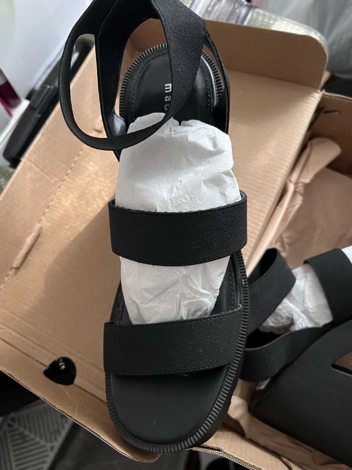 Madden Girl by Steve Madden Sandals Shoes 4″ Heel 1.25″ Platform Black Sz 9.5