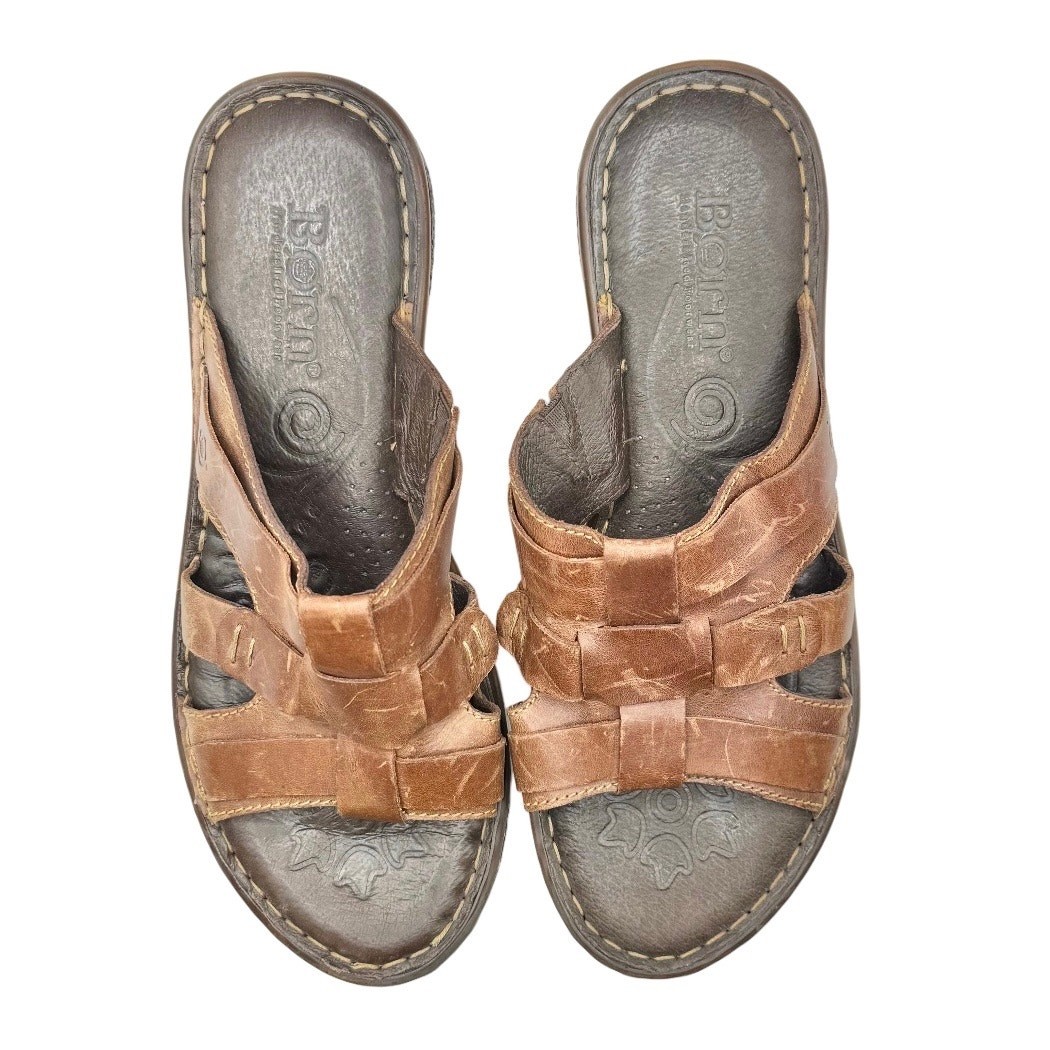 Born Sandals Leather Fisherman Slip On Casual Comfort Earthy Travel Brown 10 42