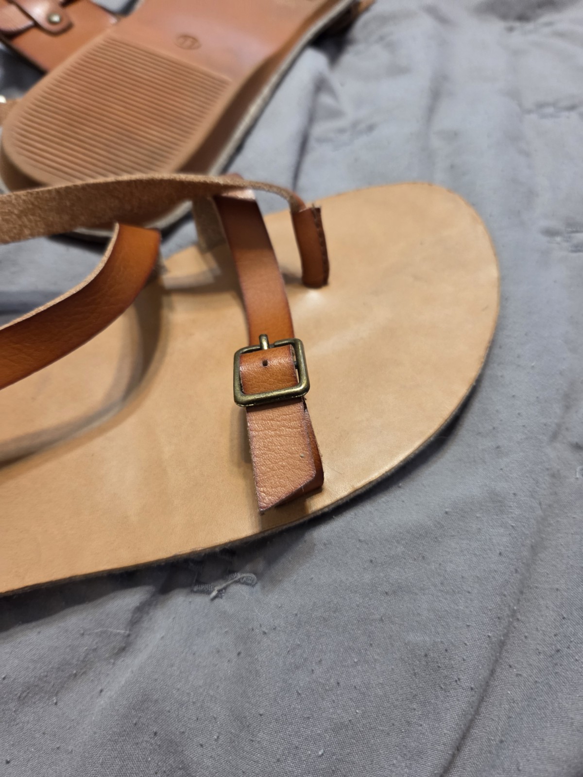 Lane Bryant Women’s Brown Leather Strappy Ankle Sandals Buckle Adjustable US 11