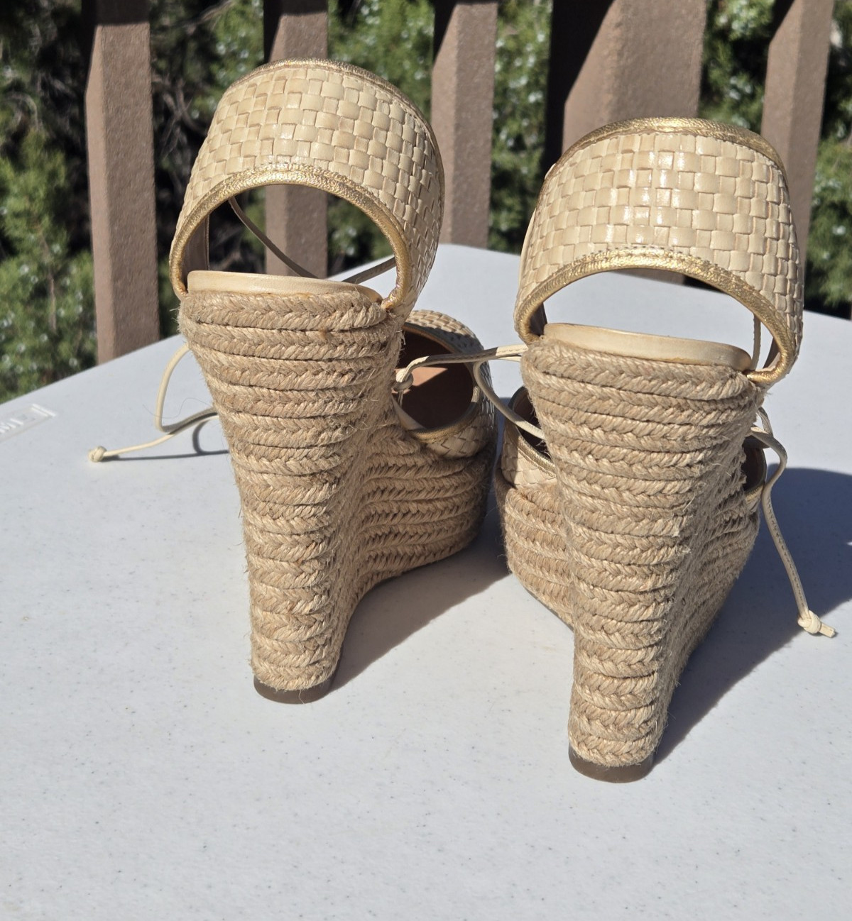 SCHUTZ Shoes Women’s Espadrille Platform Wedge Sandals 6 inch Heels Size US 9