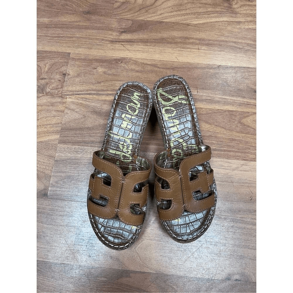 Sam Edelman Womens Leather Regis Wedge Sandals Brown Size 8.5M