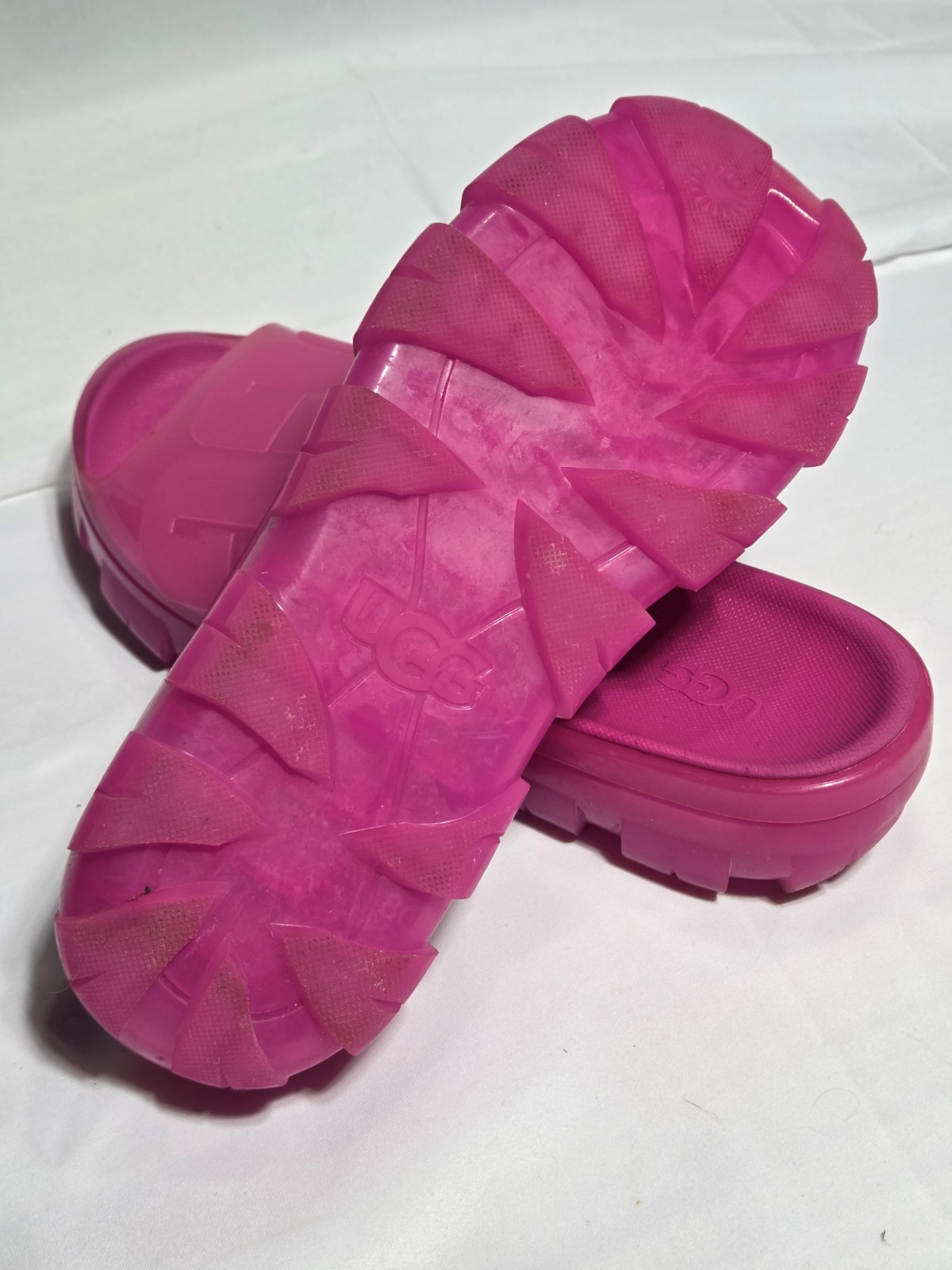 UGG Women’s Jella Clear Slides Dragon Fruit Hot Pink Jelly Platform Sz US 8C