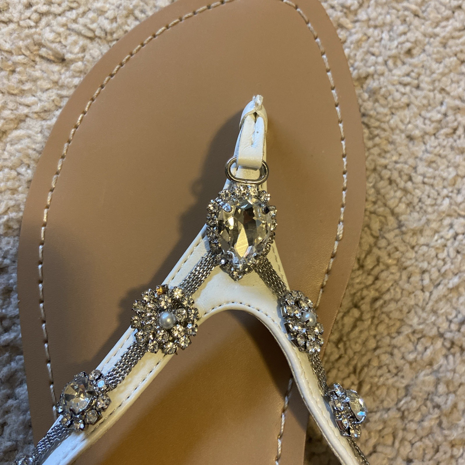 Nine West Neil Lane Perfect Jeweled White Sandals 9M