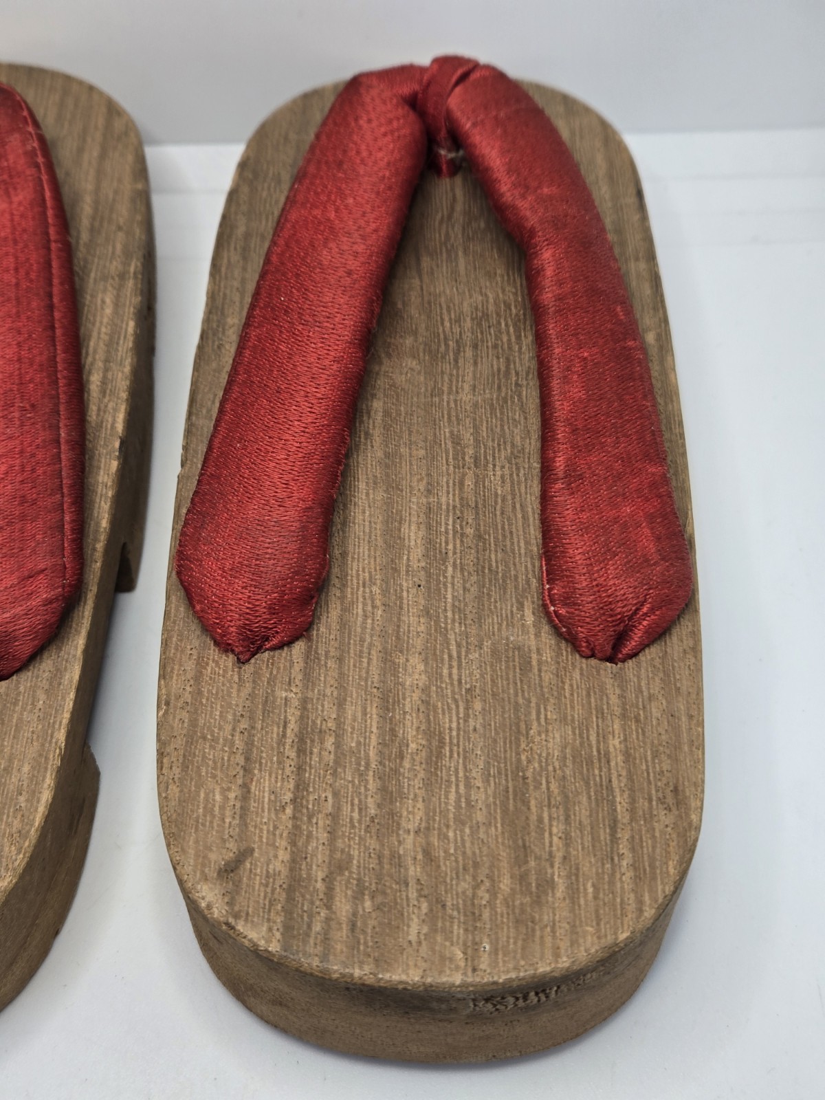 Traditional Japanese Geta Sandals Wooden Platform Flip Flops Red Straps